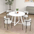 Ensemble de salle à manger rond 5 pièces Roundhill Furniture Durban, table à manger en bois avec 4 chaises en bouclette