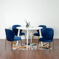 Roundhill Furniture Amoa – Ensemble de salle à manger contemporain, table ronde blanche et 4 chaises, 5 pièces