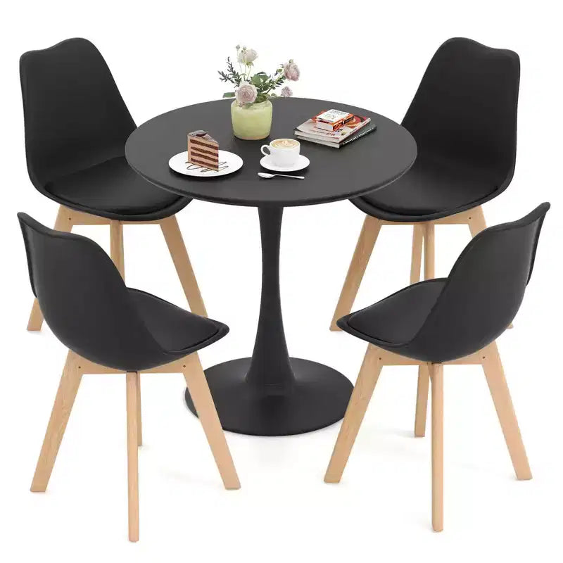 Costway Ensemble Salle à Manger 5 Pièces Moderne Table Ronde 4 Chaises pour Petite Cuisine