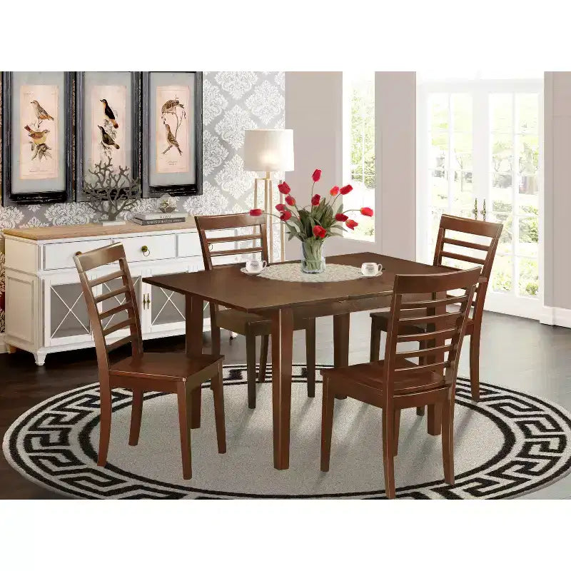 Ensemble table à manger rectangulaire HomeStock marron selle avec 6 chaises