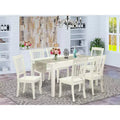HomeStock Linge Blanc Ensemble de Salle à Manger 7 Pièces Table Rectangulaire et 6 Chaises