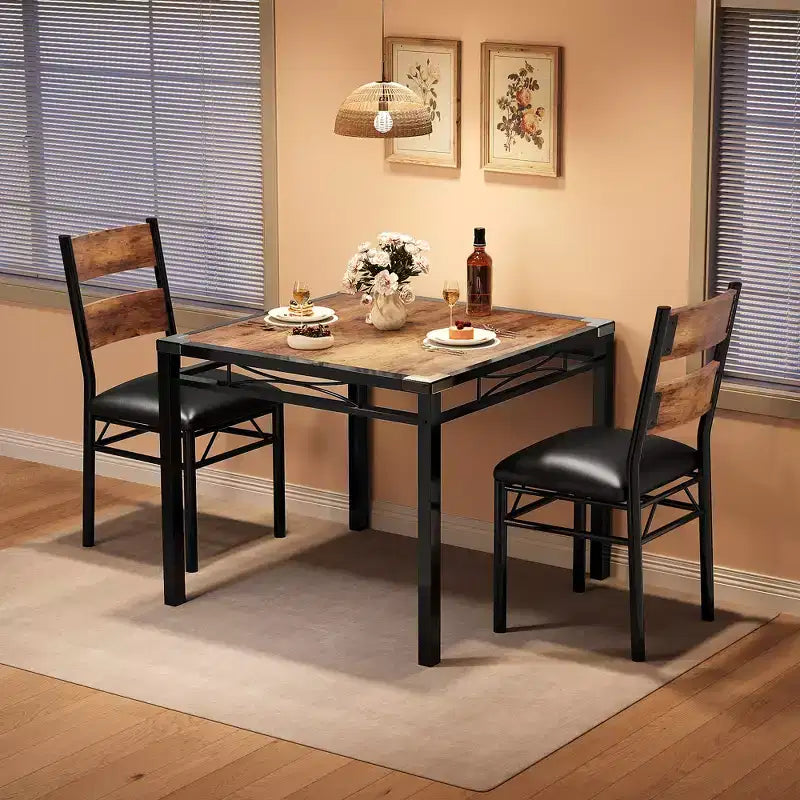 Ensemble table à manger, table de cuisine avec chaises rembourrées, ensemble table à manger en bois avec protection d'angle pour petits espaces, appartement