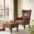 Christopher Knight Home Morgan - Fauteuil de salon vintage à dossier haut vieilli avec ottoman