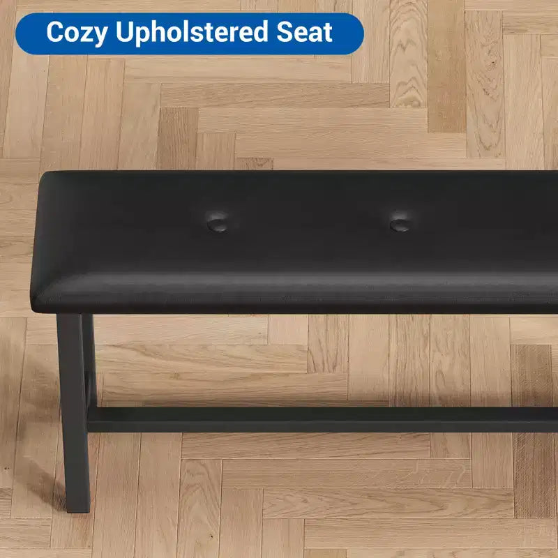 Ensemble table à manger pour 4 personnes, table de cuisine avec 2 bancs rembourrés, ensemble de salle à manger en bois, pour petit espace, appartement, maison, dîner