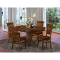 Ensemble de salle à manger ovale 5 pièces HomeStock Belmont avec piétement central et chaises sans accoudoirs, Espresso