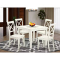 Table de cuisine carrée Belmont HomeStock et chaises de salle à manger en bois, blanc lin