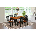 Ensemble de salle à manger HomeStock Belmont, table rectangulaire de 42/60 pouces avec rallonge de 18 pouces et 6 chaises à barreaux verticaux