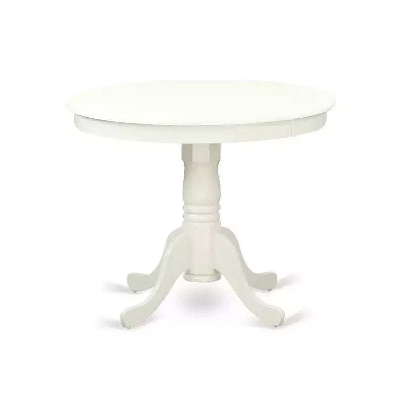 HomeStock Belmont, ensemble de 5 pièces : table ronde de 91 cm et 4 chaises à lattes verticales, blanc lin