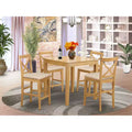 Ensemble de cuisine 5 pièces HomeStock Belmont comprenant une table à manger carrée et 4 chaises de salle à manger, 36x36 pouces, chêne
