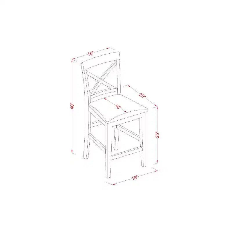 Ensemble de cuisine 5 pièces HomeStock Belmont comprenant une table à manger carrée et 4 chaises de salle à manger, 36x36 pouces, chêne