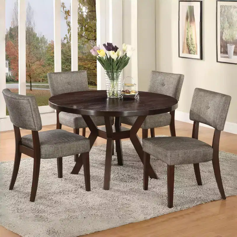 Ensemble de salle à manger GDFStudio Matt moderne 5 pièces en bois avec 4 chaises rembourrées