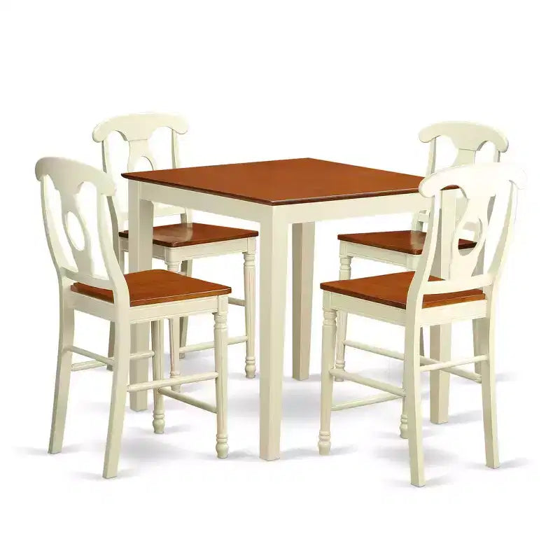 Ensemble de table de cuisine de comptoir - Ensemble de salle à manger 5 pièces avec chaises - 91x91 cm - Design moderne