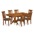 Ensemble de salle à manger 7 pièces - Table en bois et chaises en lin - Rectangle de 100x200 cm