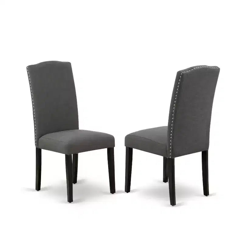 Table à manger HomeStock 5 pièces ronde noire et finition cerisier en bois massif avec 4 chaises