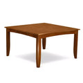 Table à manger HomeStock carrée 5 pièces avec plateau en bois massif et 4 chaises, finition marron selle
