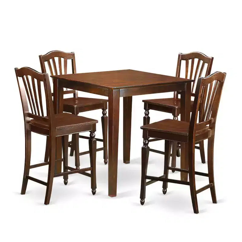 Ensemble Table de bar et Chaises de cuisine modernes - Table carrée de 91 cm avec 4 tabourets - Ensemble de salle à manger en bois dur