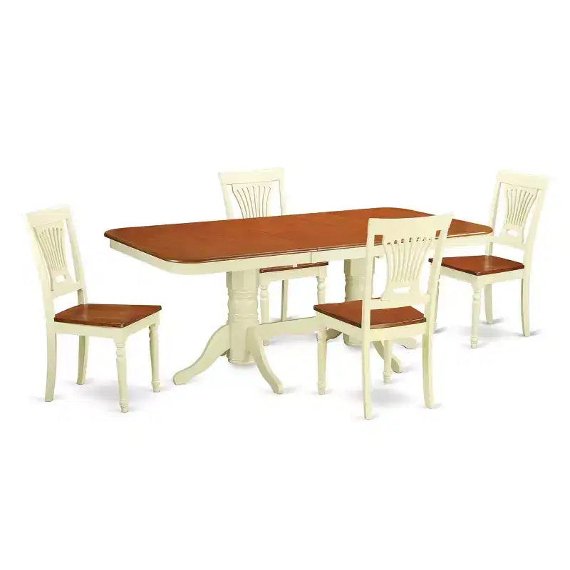 Ensemble table et chaises de salle à manger 5 pièces - Table de cuisine ronde avec rallonge