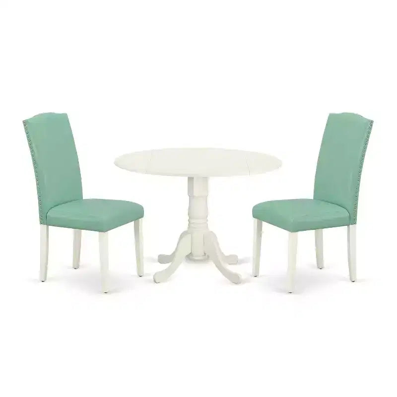 Ensemble table de cuisine ronde 3 pièces table de 42 po avec rallonges et 2 chaises Parsons – Ensemble de salle à manger moderne