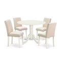 Ensemble de salle à manger rond avec 4 chaises - Table de cuisine de 42 pouces et chaises Parson - Blanc lin et beige