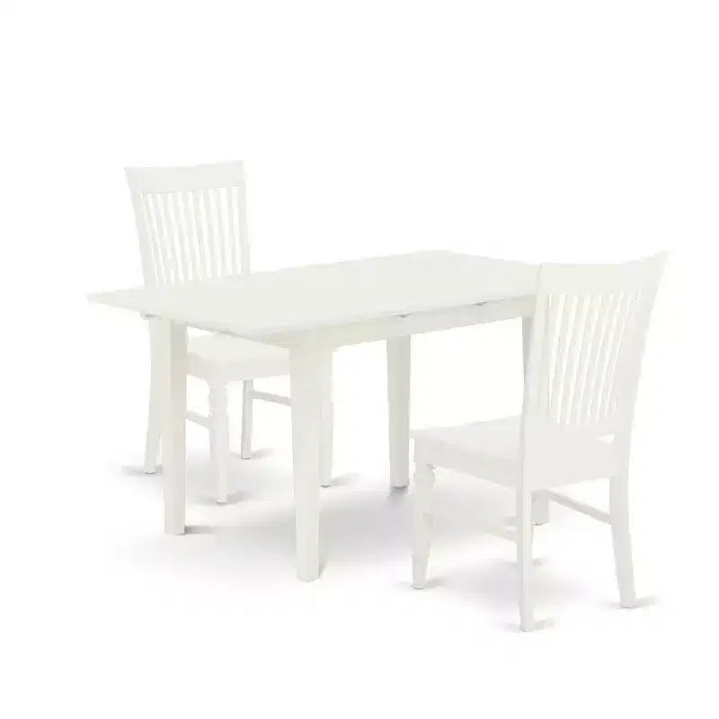 Ensemble de salle à manger moderne 3 pièces avec 2 chaises - Table et chaises de cuisine blanc lin