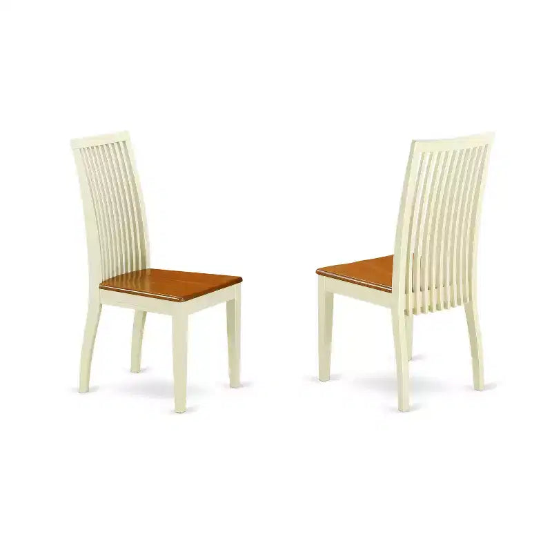 Ensemble table de cuisine ronde avec 4 chaises - Ensemble de salle à manger 107 cm - Finition cerisier crème