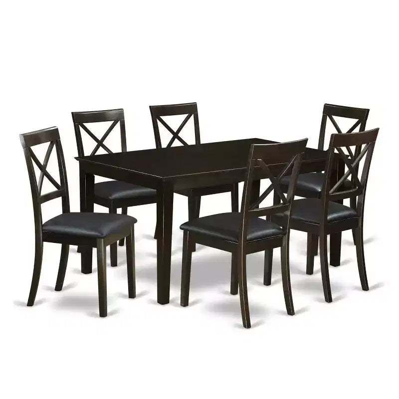 Ensemble de salle à manger moderne 7 pièces - Table rectangulaire et 6 chaises - Fini Cappuccino - HomeStock