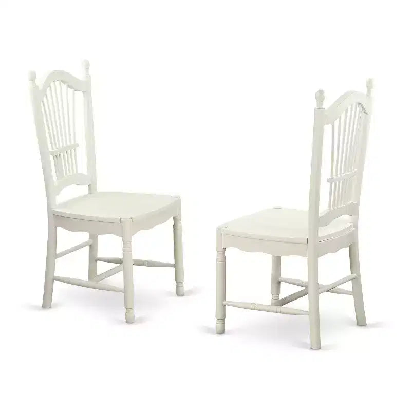 Ensemble table à manger ronde – Table de cuisine 5 pièces avec chaises, finition lin blanc antique, table de 36 pouces