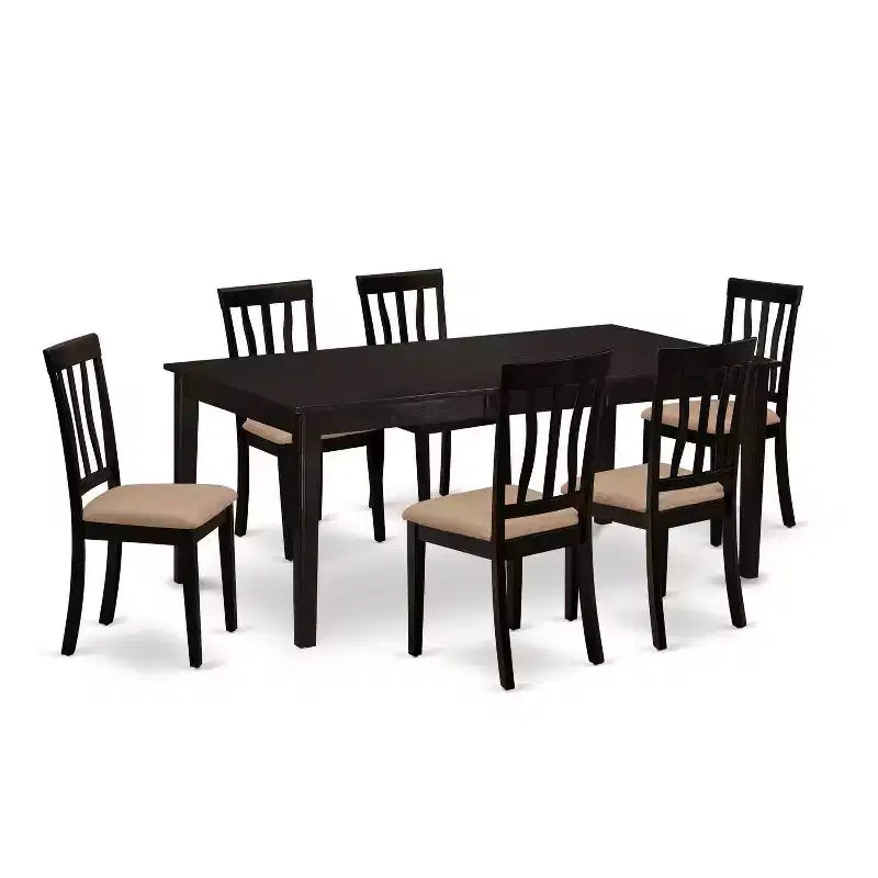Ensemble de salle à manger « Gothic Glamour » – Table avec rallonge et 6 chaises – Finition cappuccino élégante