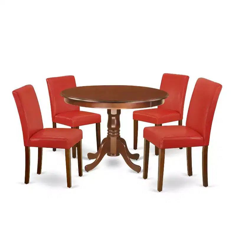 Ensemble table à manger ronde pour 4 – Table sur pied de 42 pouces et chaises Firebrick – Sérénité balnéaire
