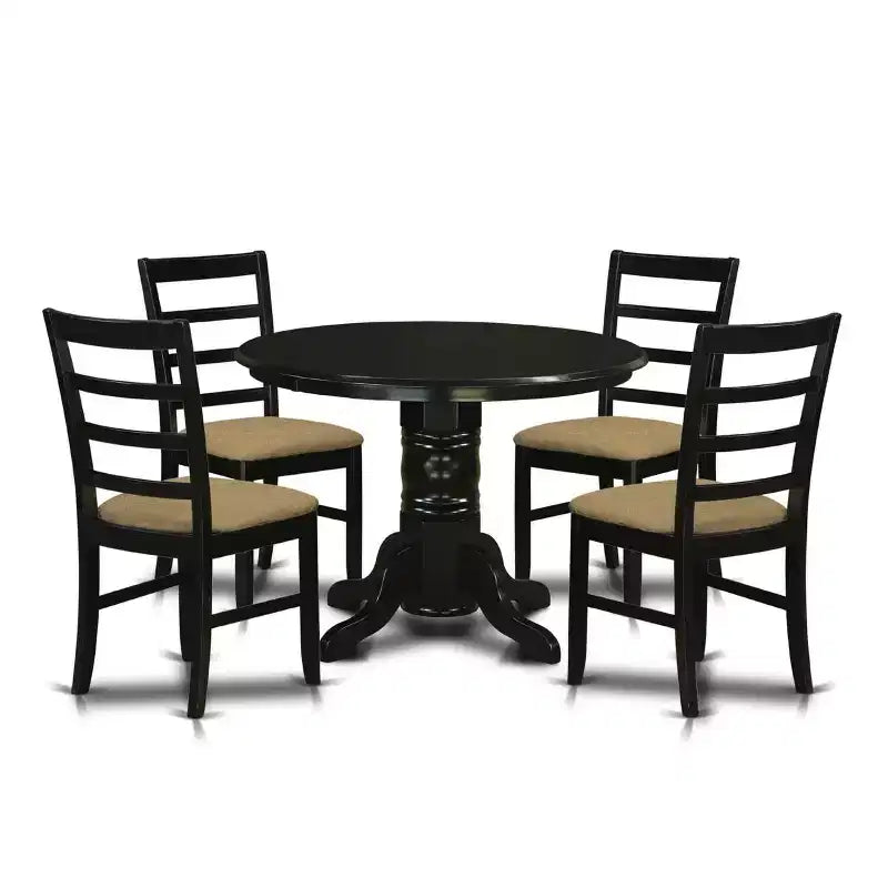 Ensemble de salle à manger médiéval rond – 5 pièces Chaises et table de cuisine – Tissu en lin – 42 pouces