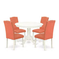 Ensemble Table de Salle à Manger Ronde 5 Pièces - Table de 42 Pouces et 4 Chaises - Cuir PU Rose Flamant - Meubles de Cuisine
