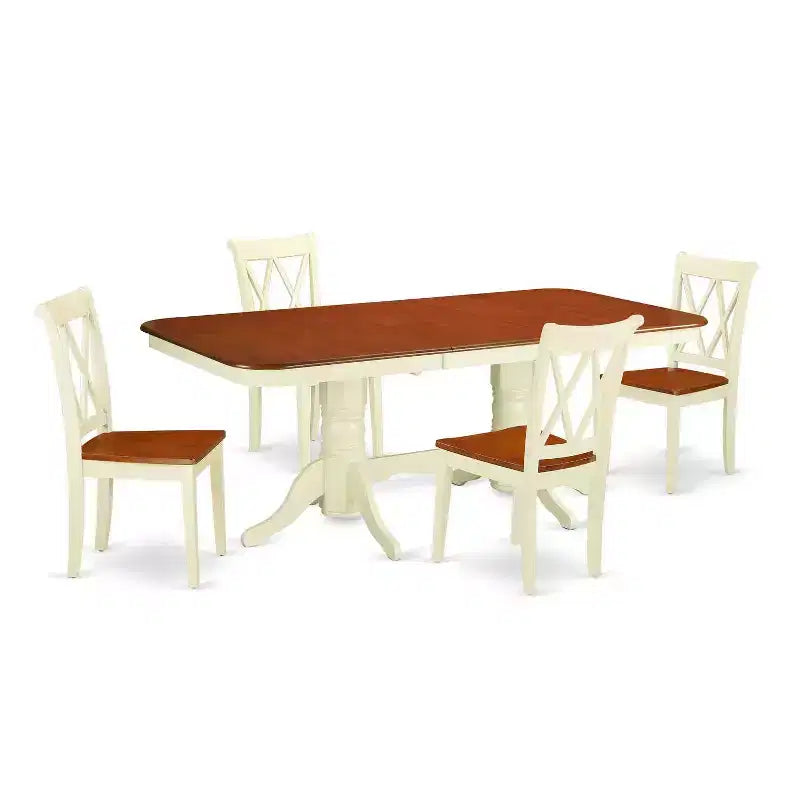 Ensemble de salle à manger victorien 5 pièces Table rectangulaire et 4 chaises - Extensible 152/198 cm
