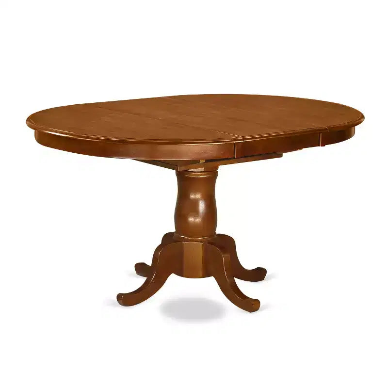Table à manger HomeStock 7 pièces de forme ovale, plateau en bois massif finition marron selle avec 6 chaises