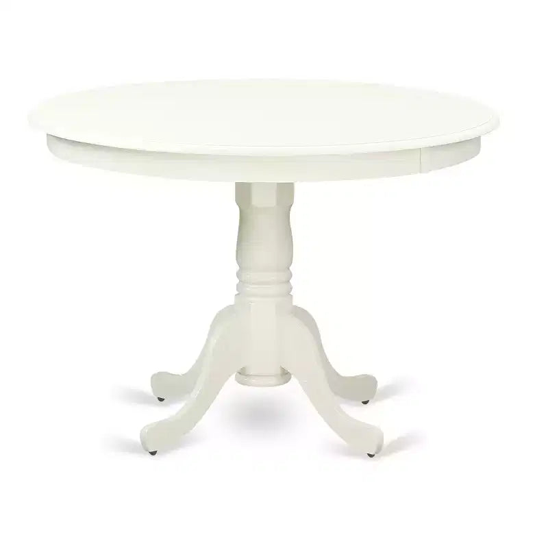 Ensemble de salle à manger du milieu du siècle - Table et chaises 3 pièces - Finition blanc lin - Table à manger ronde