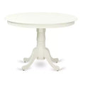 Ensemble de salle à manger du milieu du siècle - Table et chaises 3 pièces - Finition blanc lin - Table à manger ronde