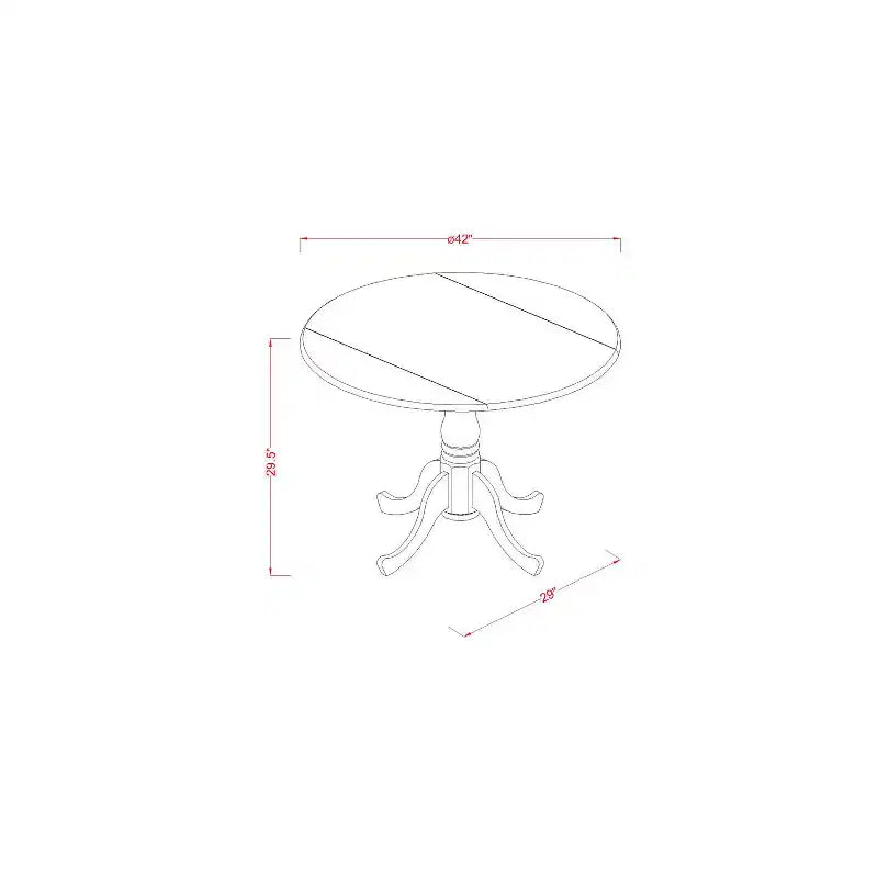 Ensemble Table à Manger Ronde - 3 Pièces Style Asiatique Table et Chaises - Finition Cerisier Buttermilk 42