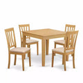Ensemble Table et Chaises de Salle à Manger 4 Personnes - 5 Pièces - Chaises en Tissu Lin - Finition Chêne 36x36 Pouces