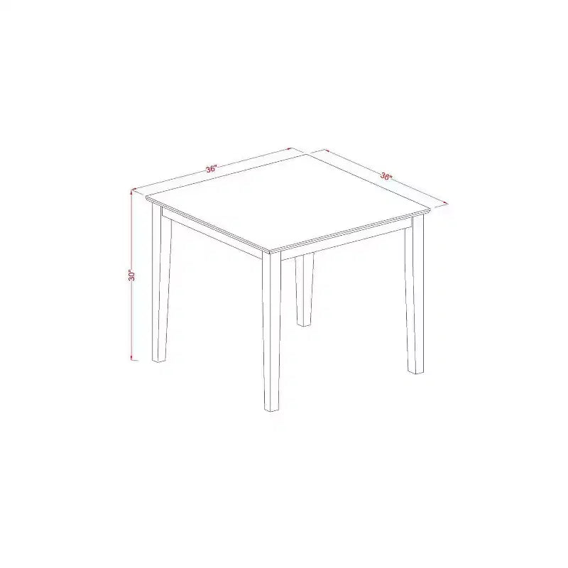 Ensemble Table et Chaises de Salle à Manger 4 Personnes - 5 Pièces - Chaises en Tissu Lin - Finition Chêne 36x36 Pouces