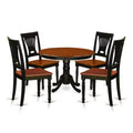 Ensemble de salle à manger rond pour 4 personnes - Table de salle à manger de 107 cm avec 4 chaises - Finition noire et cerise