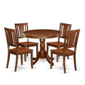 Ensemble de salle à manger 5 pièces - Table ronde de 91 cm et 4 chaises en bois - Style éclectique