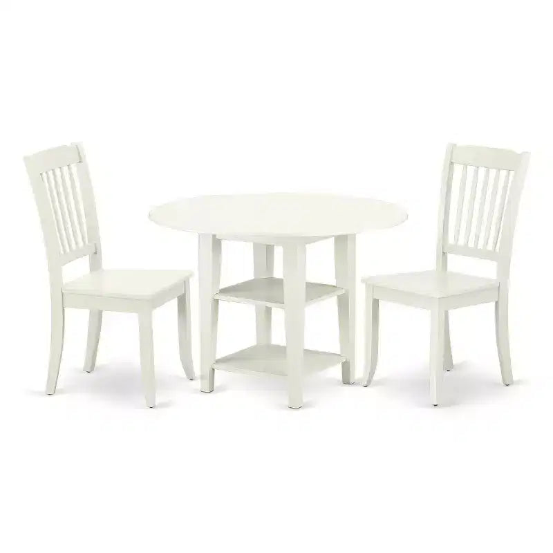 Ensemble table de salle à manger ronde 3 pièces (table 50-107 cm avec rallonges et 2 chaises) - Cuisine, salle à manger