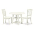 Ensemble table de salle à manger ronde 3 pièces (table 50-107 cm avec rallonges et 2 chaises) - Cuisine, salle à manger