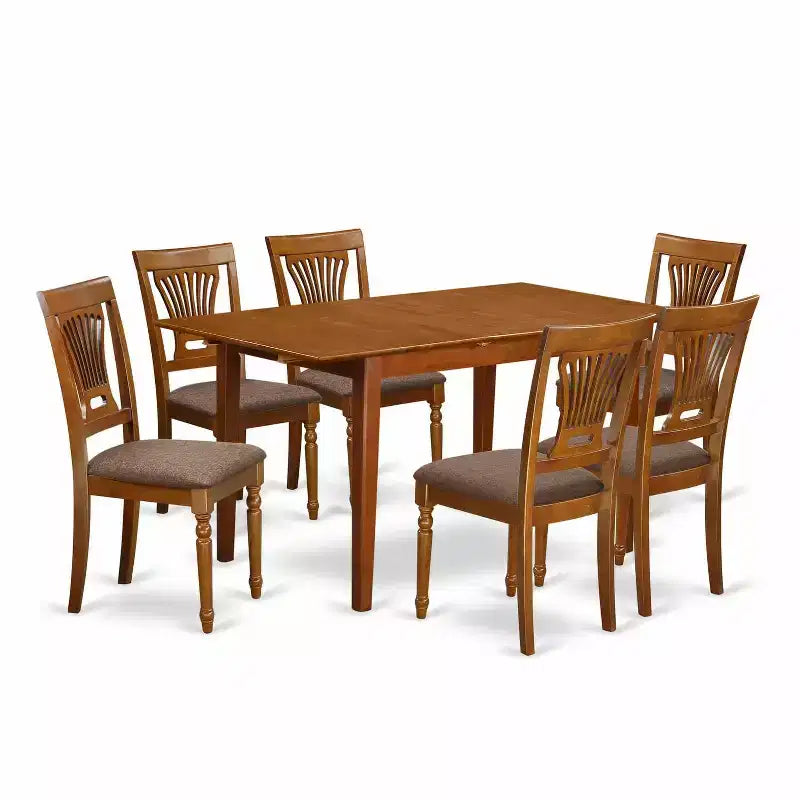 Ensemble Table de Cuisine Moderne - Table Rectangulaire et 4 Chaises, 5 Pièces, Idéal Petits Espaces, Finition Marron Selle