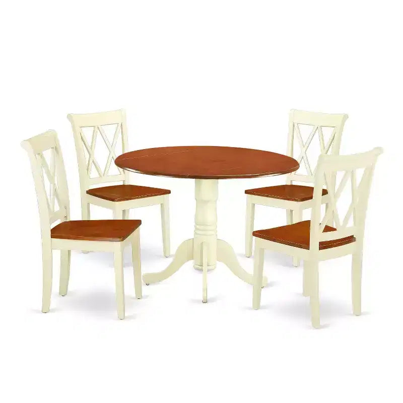 Ensemble de salle à manger rond 5 pièces, table de 42 pouces et 4 chaises, style sud-ouest