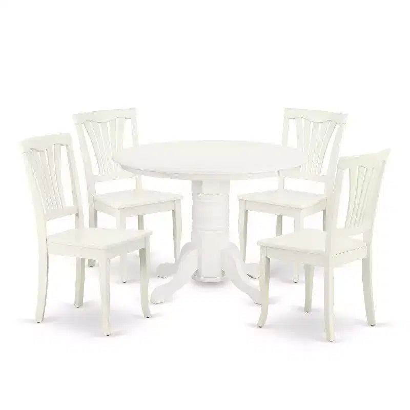 Ensemble de salle à manger du Sud-Ouest 5 pièces Table ronde et chaises - Table de 42 pouces, design à lattes verticales