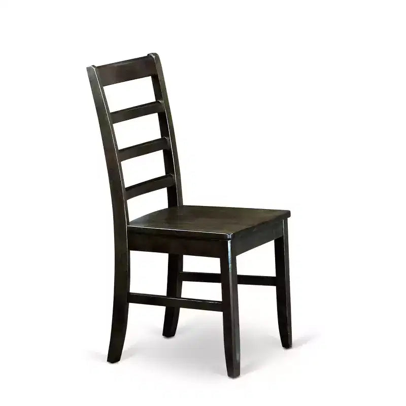 Ensemble de salle à manger 3 pièces en bois massif noir et cerisier avec table carrée et chaises à dossier ajouré