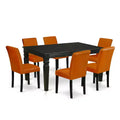 Ensemble de salle à manger rustique 7 pièces, table rectangulaire 42x60 avec rallonge et 6 chaises Parsons