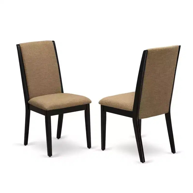 Ensemble de salle à manger HomeStock 5 pièces, table ronde avec plateau en bois massif au fini noir et cerisier, avec 4 chaises rembourrées