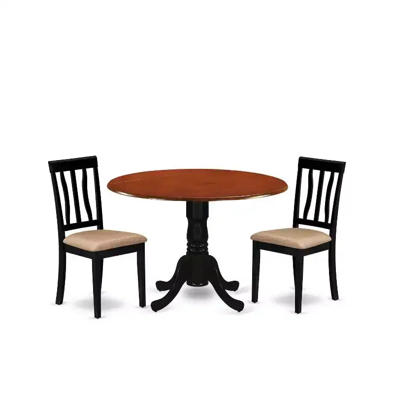 Ensemble de salle à manger - Table ronde avec 2 chaises en bois - Meubles de salle à manger modernes