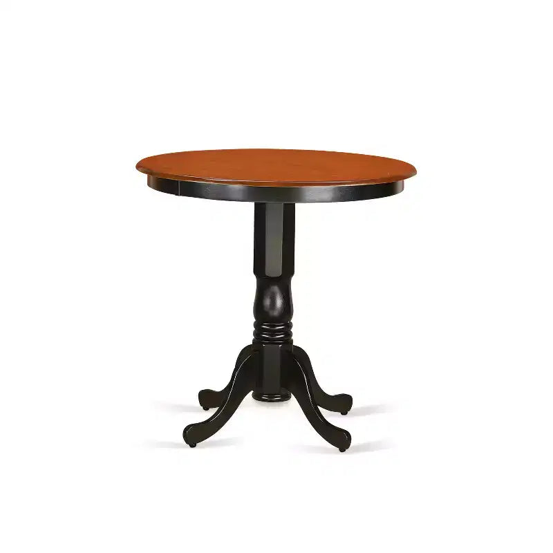 Ensemble de cuisine pour dînette - Table et chaises 3 pièces - Table ronde à pied central - Finition acajou foncé